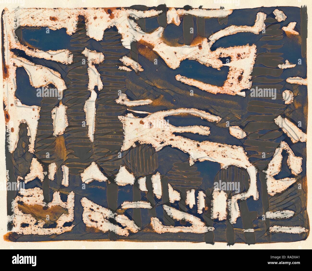 Tania Lam, expressionistische Landschaft mit Bäumen und blauer Himmel. Sie zeitgenössische Kunst die Tendenz zur Abstraktion. Malerei neuerfundene Stockfoto