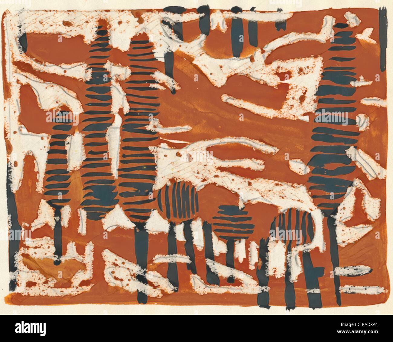 Tania Lam, expressionistische Landschaft mit Bäumen und Englisch Red Sky. Sie zeitgenössische Kunst eher Neuerfundene zur Abstraktion Stockfoto