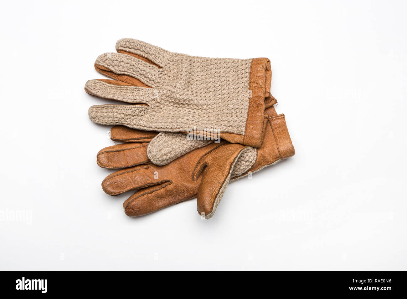 String gesichert Leder Handschuhe Stockfoto