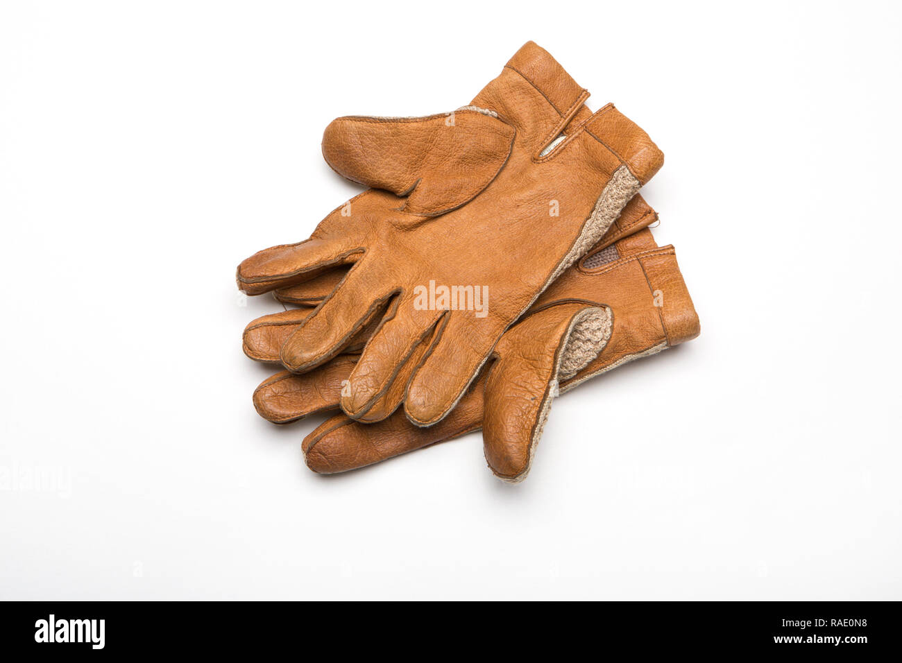 String gesichert Leder Handschuhe Stockfoto