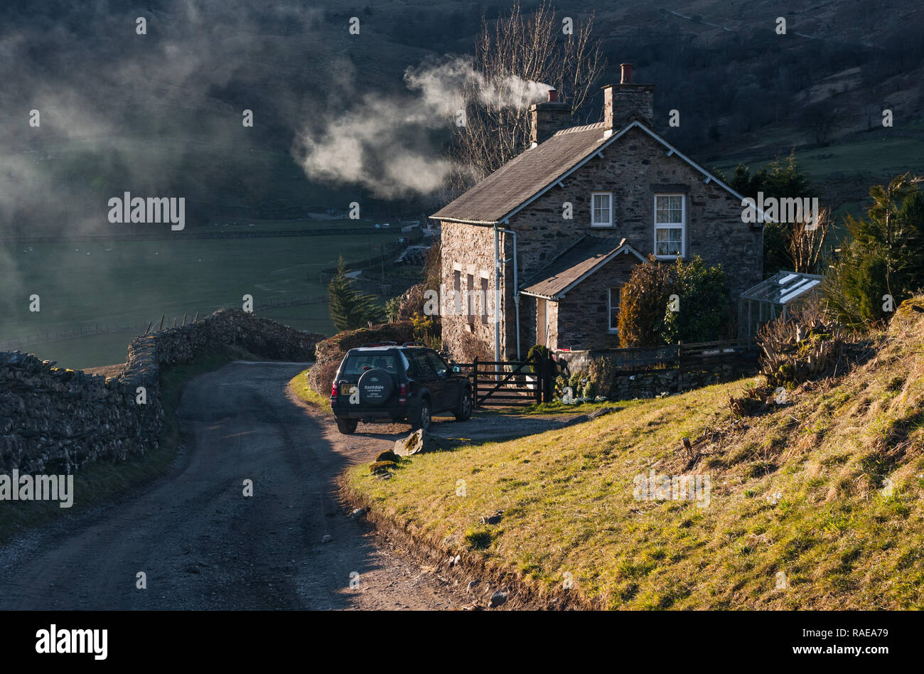 Traditionelle Ferienhaus an kentmere Dorf im östlichen Fells des englischen Lake District Stockfoto