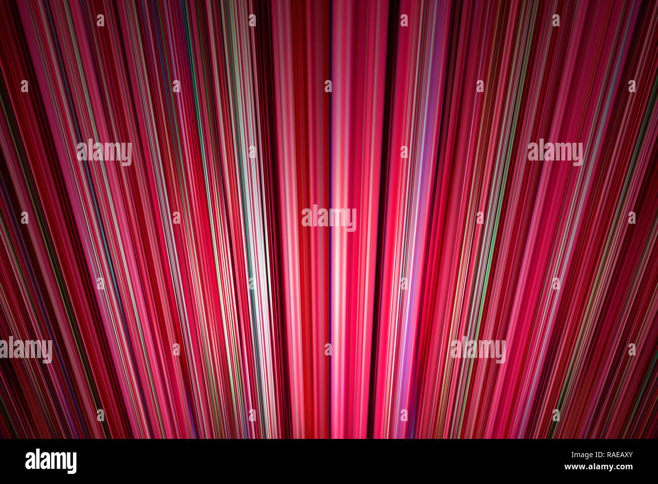 Strahlende rote Lichtstrahlen Hintergrund Stockfoto