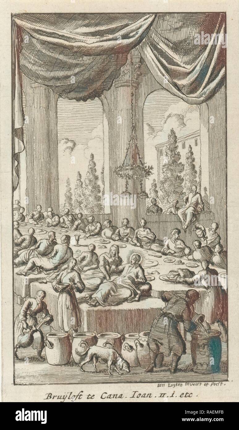 Hochzeit in Kana, Jan Luyken, 168. Neuerfundene durch Gibon. Klassische Kunst mit einem modernen Touch neuerfundene Stockfoto