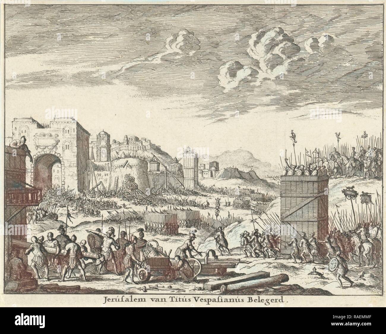 Jerusalems durch Titus (Variante A), Jan Luyken, Willem Goeree, 168 belagert. Neuerfundene durch Gibon. Klassische Kunst mit einem Neuerfundene Stockfoto