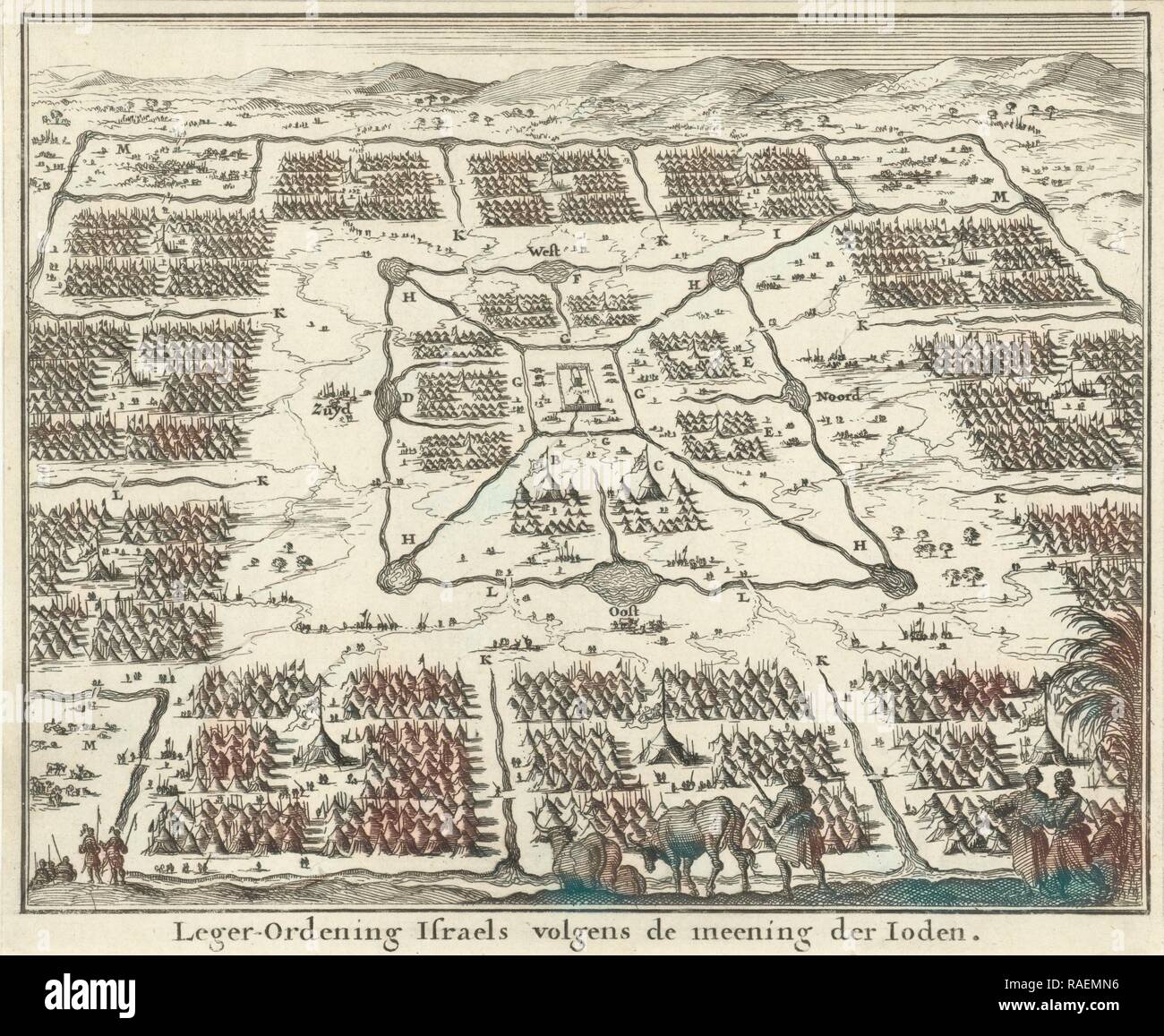Wohnung von Camps der zwölf Stämme Israels, Jan Luyken, Willem Goeree, 168 umgeben. Neuerfundene Stockfoto
