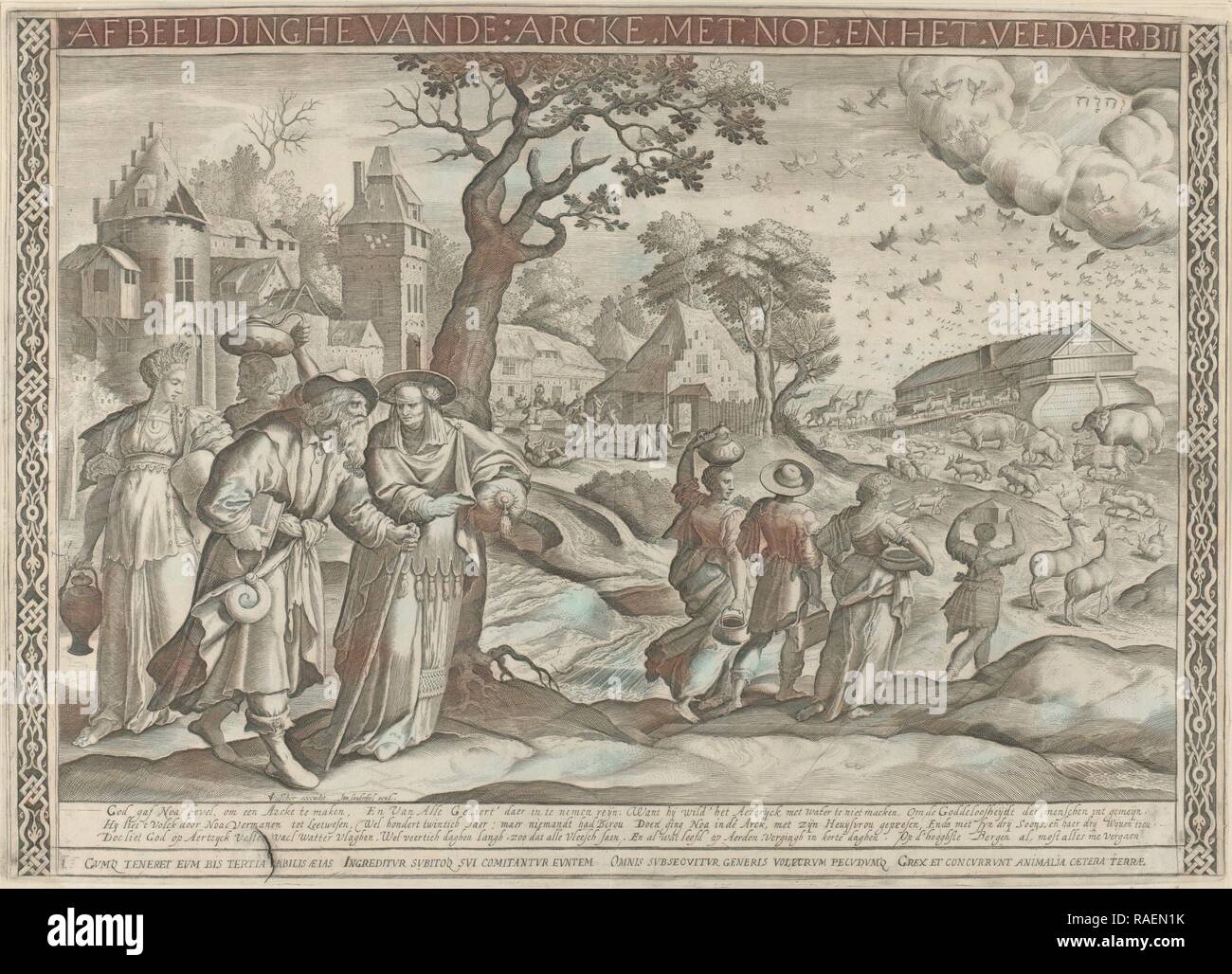 Einschiffung der Arche Noah, Jan van Londersee. Neuerfundene durch Gibon. Klassische Kunst mit einem modernen Touch neuerfundene Stockfoto