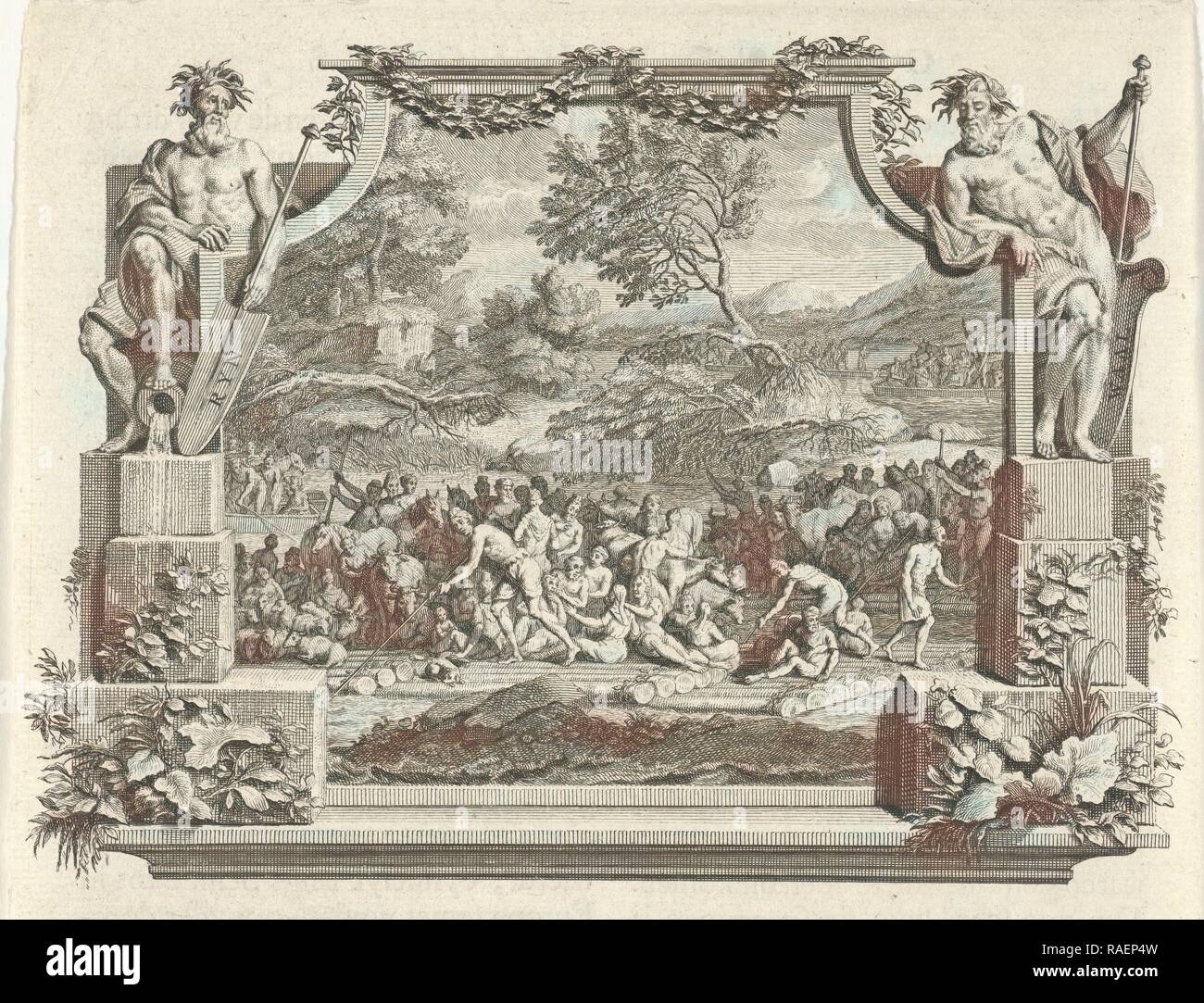 Hochwasser des Rheins und der Waal, Adolf van der Laan, 173. Neuerfundene durch Gibon. Klassische Kunst mit einem modernen Touch neuerfundene Stockfoto