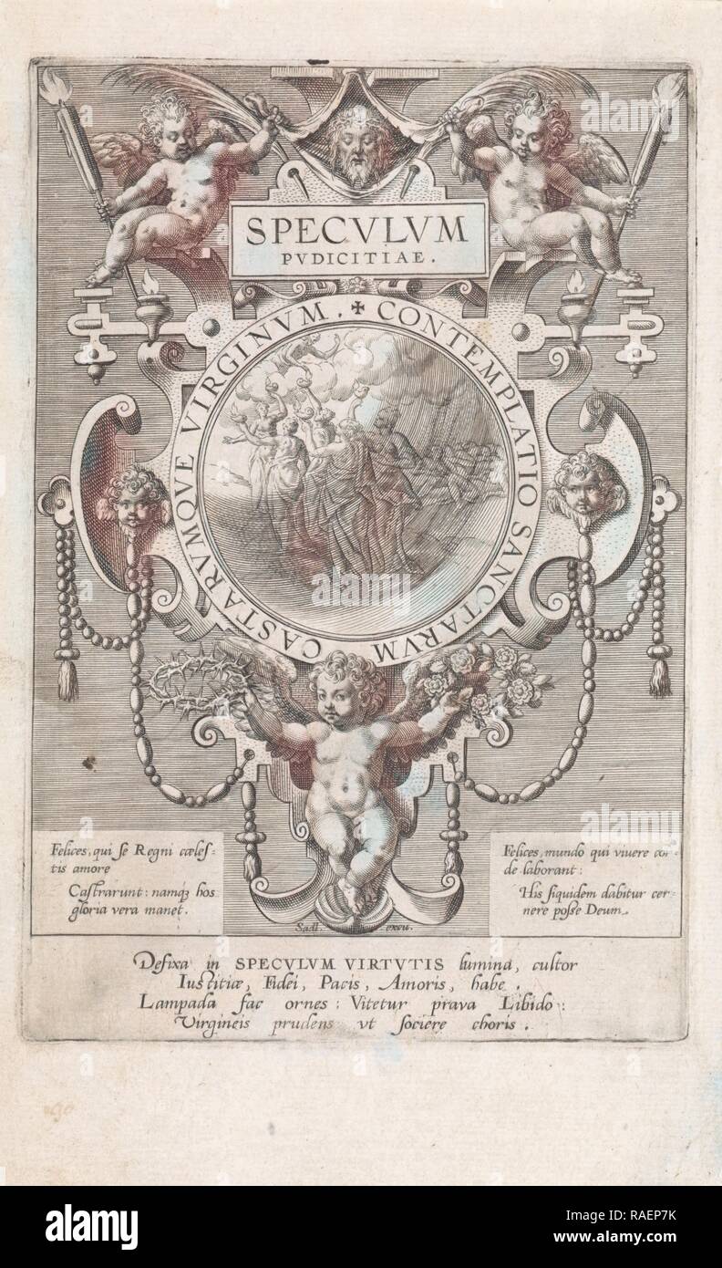 Spiegel mit den fünf klugen und fünf dummen Jungfrauen, Johann Sadeler (I), 1583 - 158. Neuerfundene durch Gibon. Klassische Kunst neuerfundene Stockfoto