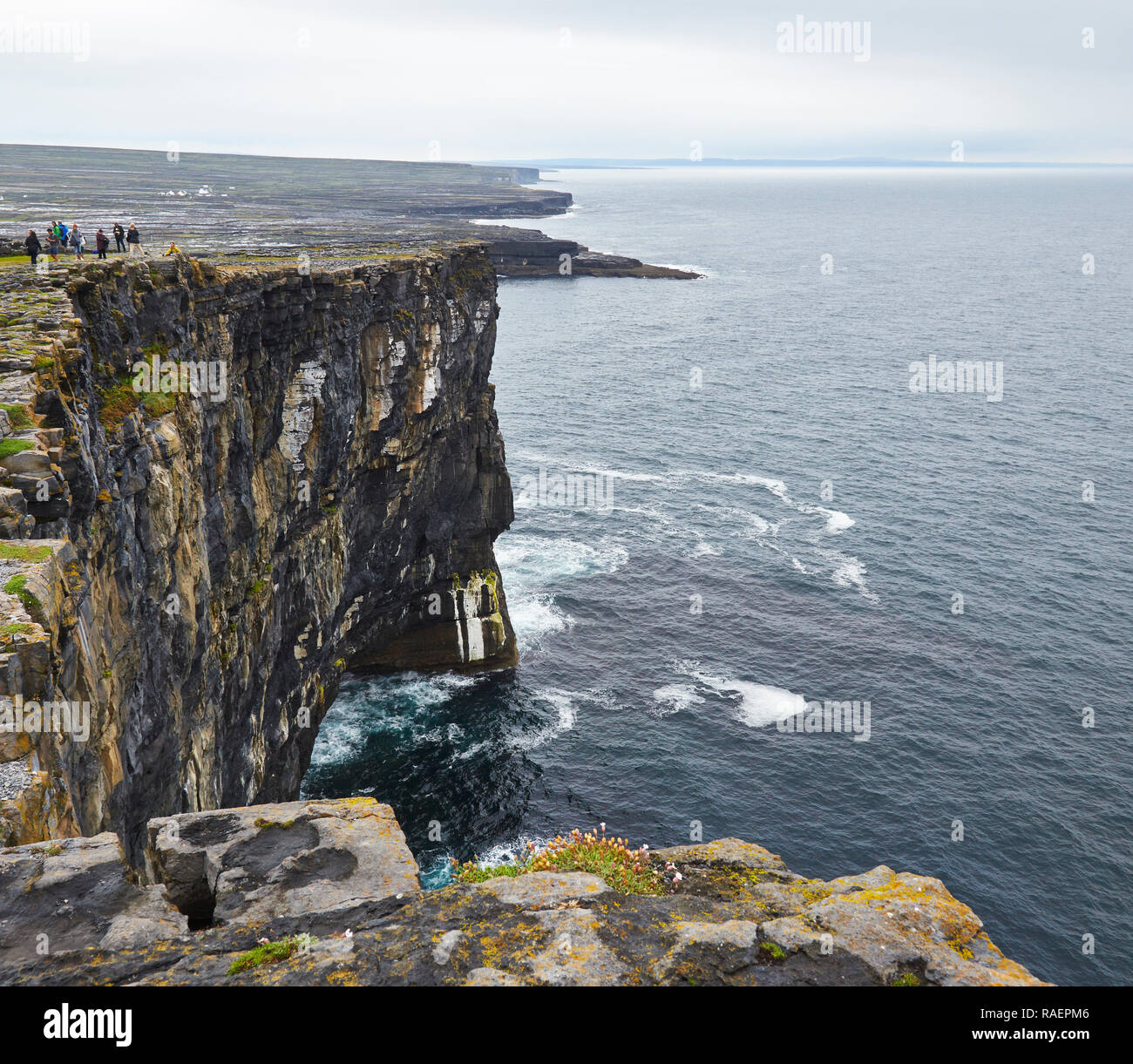 Klippen in der Nähe von Dún Aonghasa auf der Aran Insel Inishmore Stockfoto