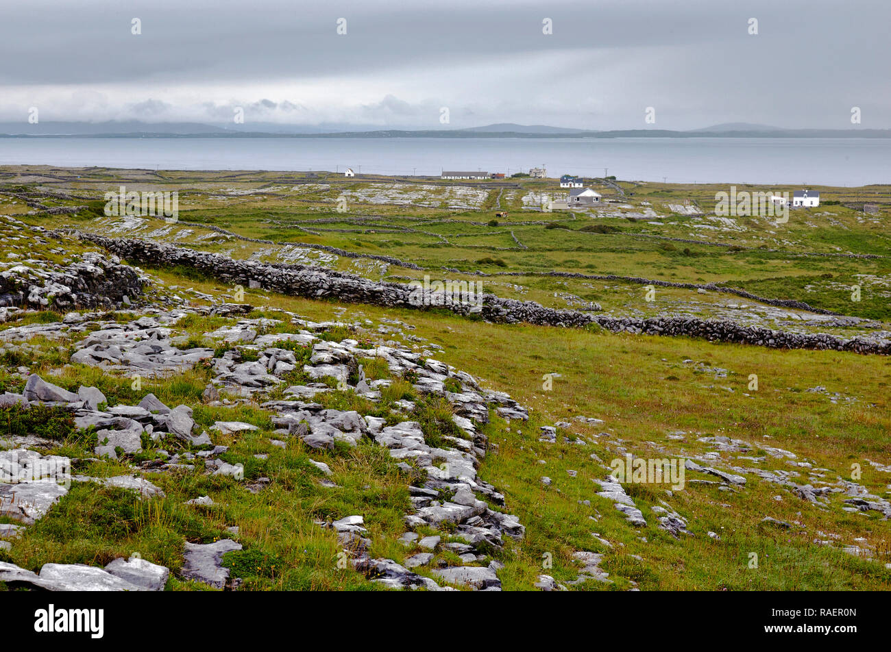 Landhäuser auf die Aran Inseln (Inishmore, Irland) Stockfoto