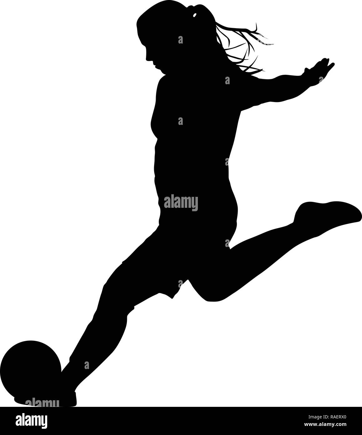 Fußball frauen Silhouette. Mädchen player Stock Vektor