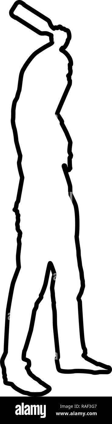 Mann mit bandana auf seinem Gesicht, dass seine Identität und Flasche in der Hand versteckt Konzept der Rebellion Konzept Protest und Gefahr Symbol Farbe schwarz Vektor illust Stock Vektor