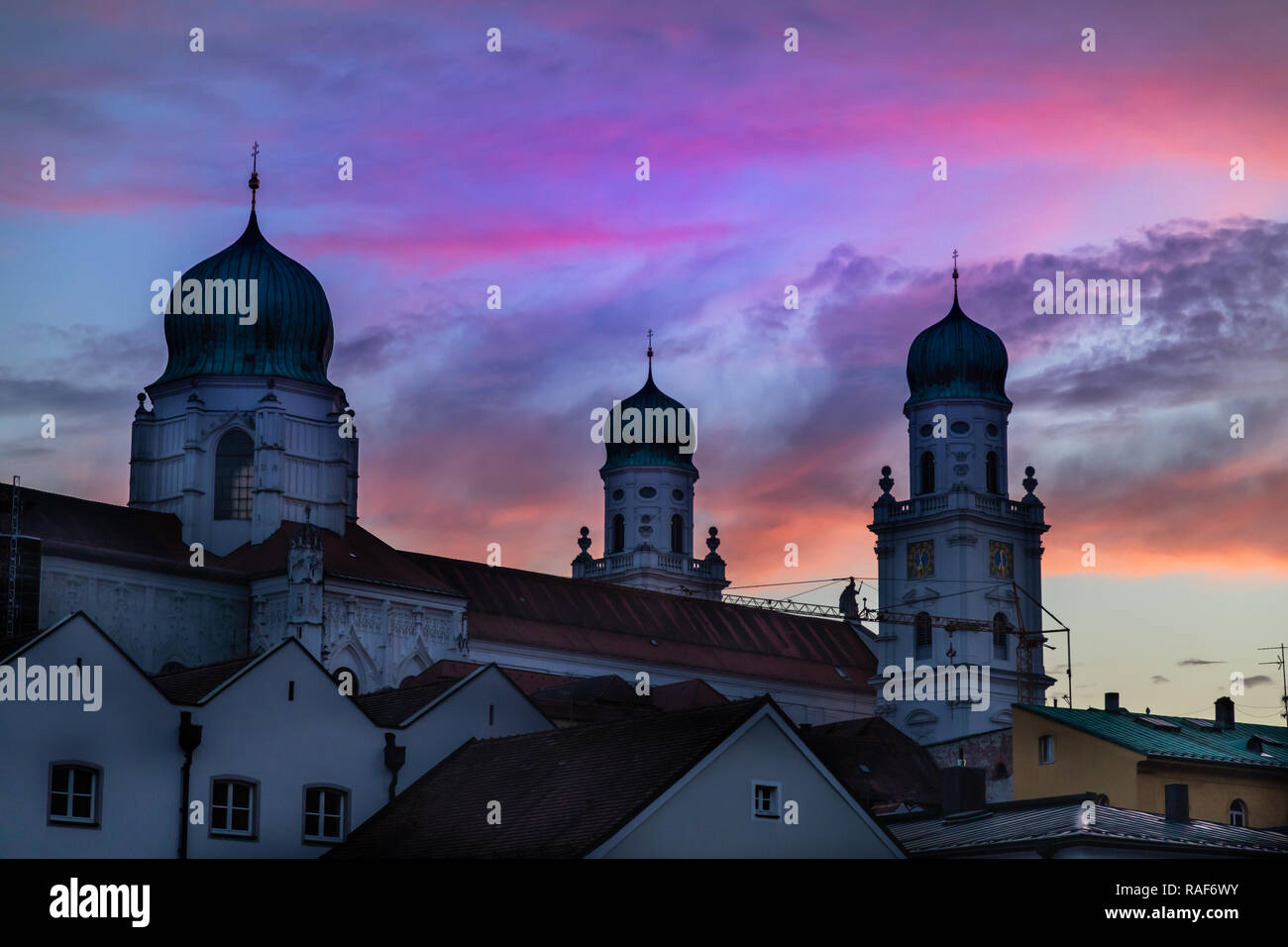Passau, Deutschland Sonnenuntergang Stockfoto