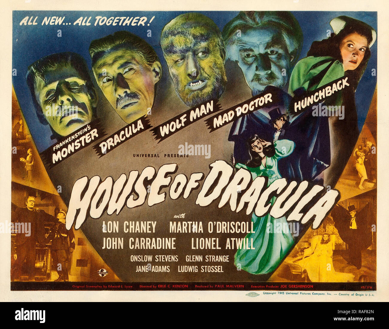 House of Dracula (Universal, 1945), Poster/Lobby Card Lon Chaney Datei Referenz # 33636_820 THA Stockfoto