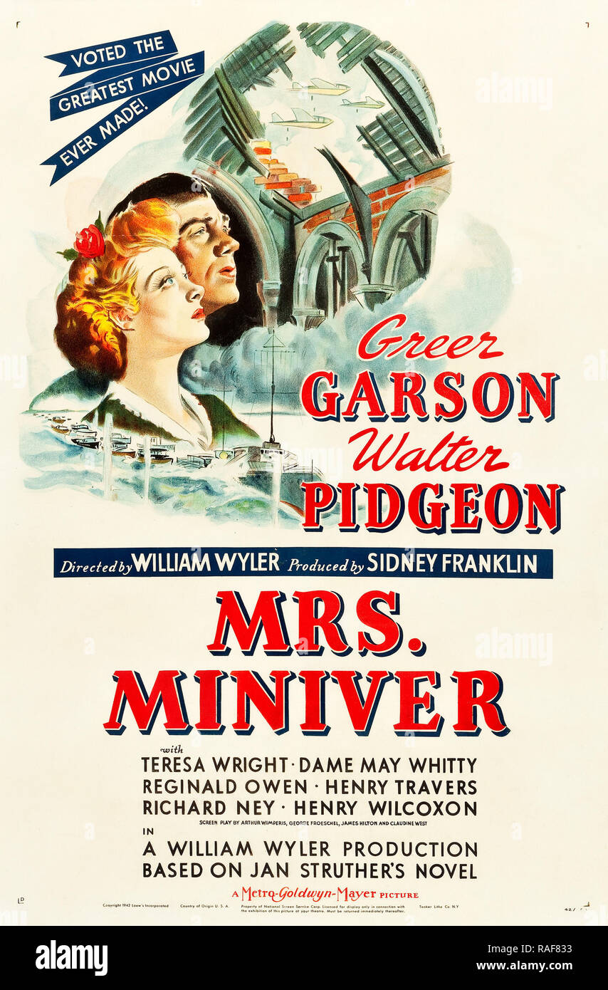 Mrs Miniver (MGM, 1942), Poster Greer Garson, Walter Pidgeon Datei Referenz # 33636 828THA Stockfoto