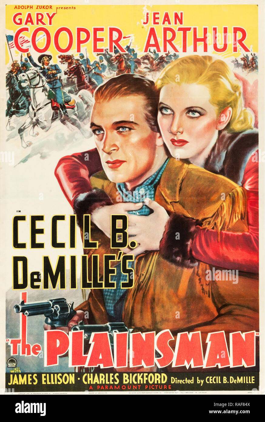 Die plainsman (Paramount, 1936), Poster Gary Cooper, Jean Arthur Datei Referenz # 33636 859 THA Stockfoto