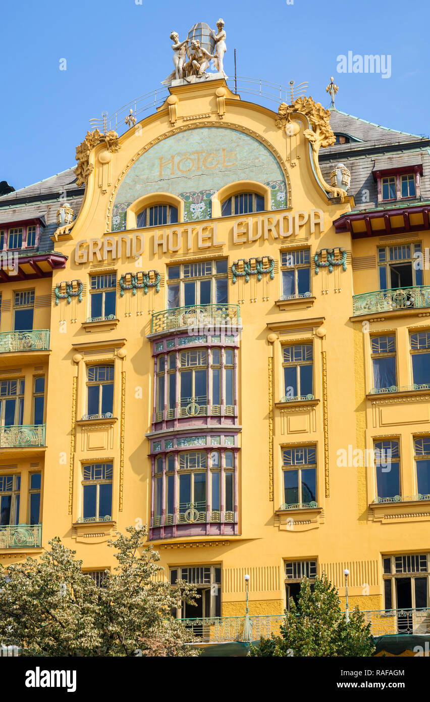 Prague Grand Hotel Europa eine Art Nouveau Gebäude am Wenzelsplatz Altstadt Vaclavske namesti Prag Tschechische Republik Europa Stockfoto