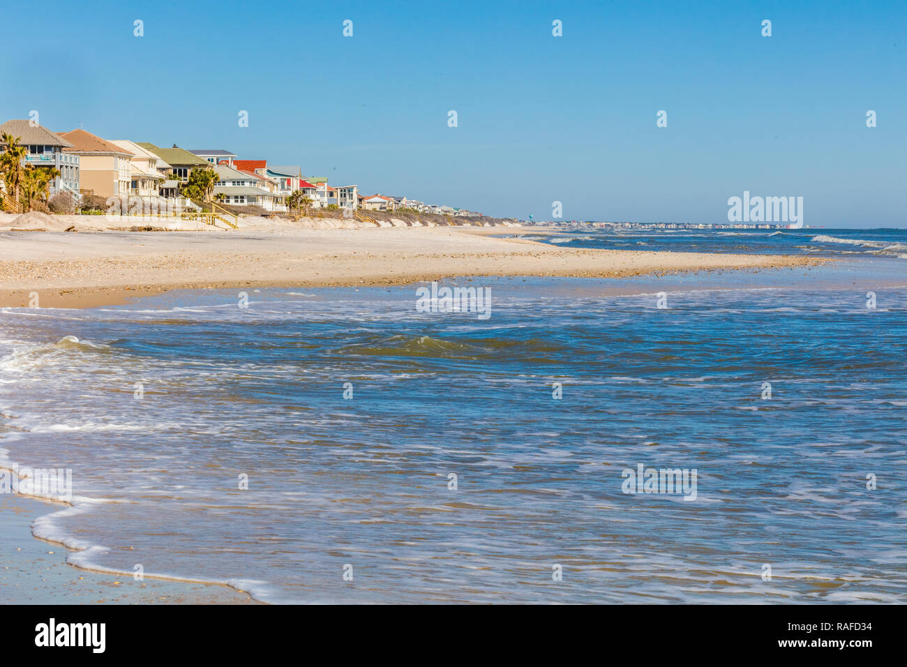 Häuser am Golf von Mexiko Strand auf St. George Island im pfannenstiel oder vergessene Küste von Florida in den Vereinigten Staaten Stockfoto