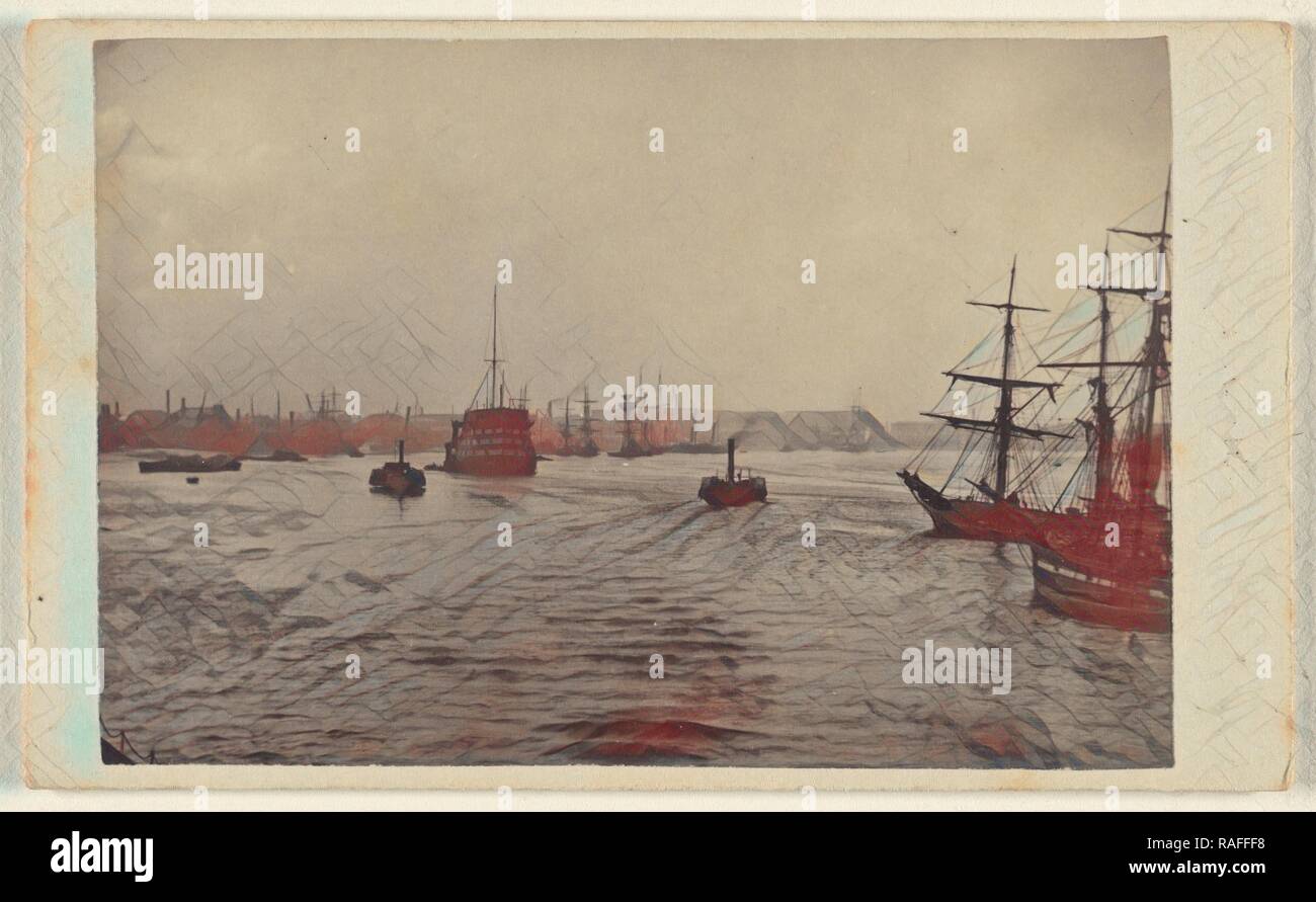 Blick auf den Hafen an der Themse bei Greenwich?, Ludwig Schultz (Briten, aktive Greenwich, England 1860), ca. 1870 Neuerfundene Stockfoto