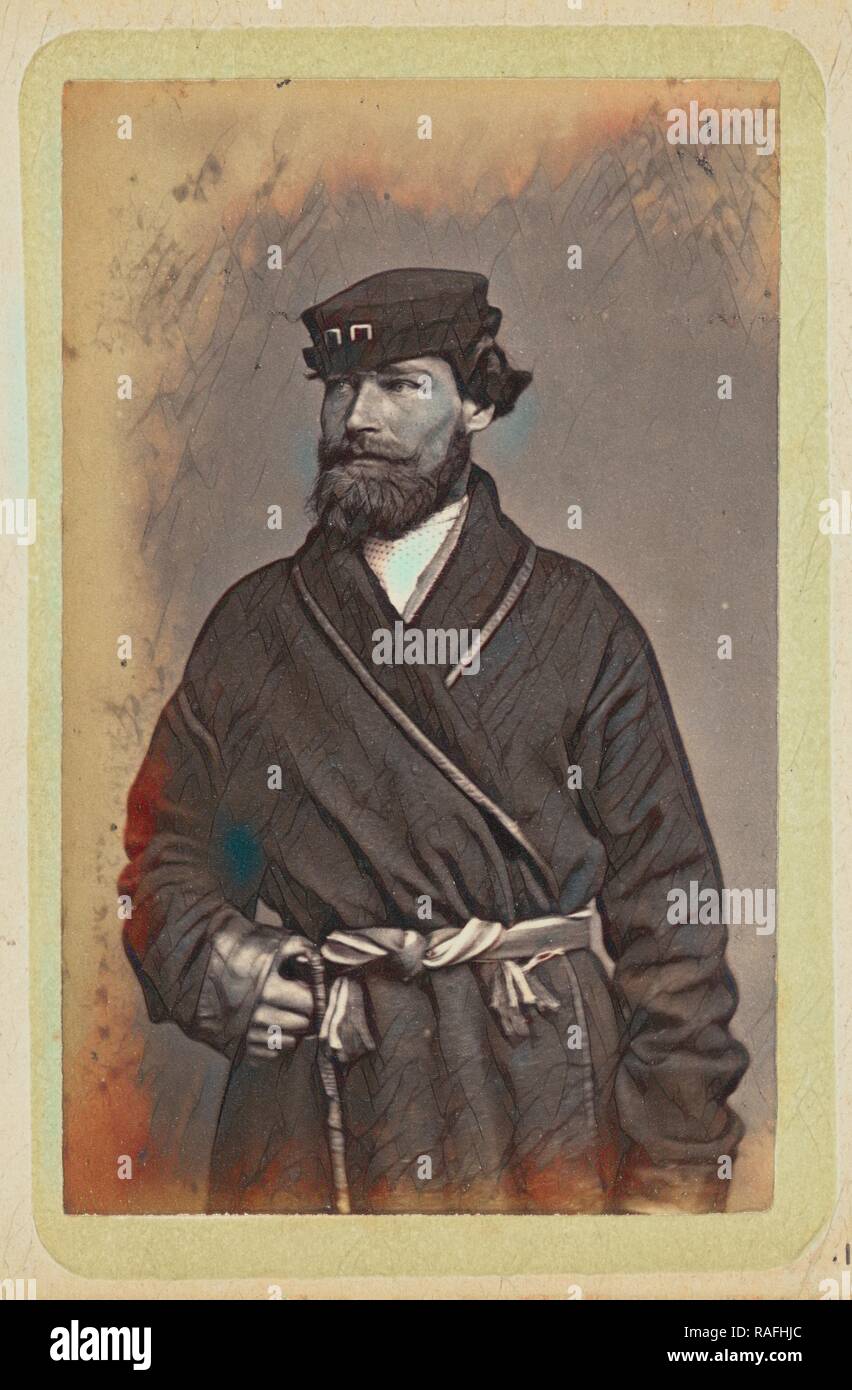 Mann im dunklen Mantel und Schärpe posiert, William Carrick (Schottische, 1827-1878), Russland, etwa 1860 - 1870, Eiweiß silber Neuerfundene Stockfoto