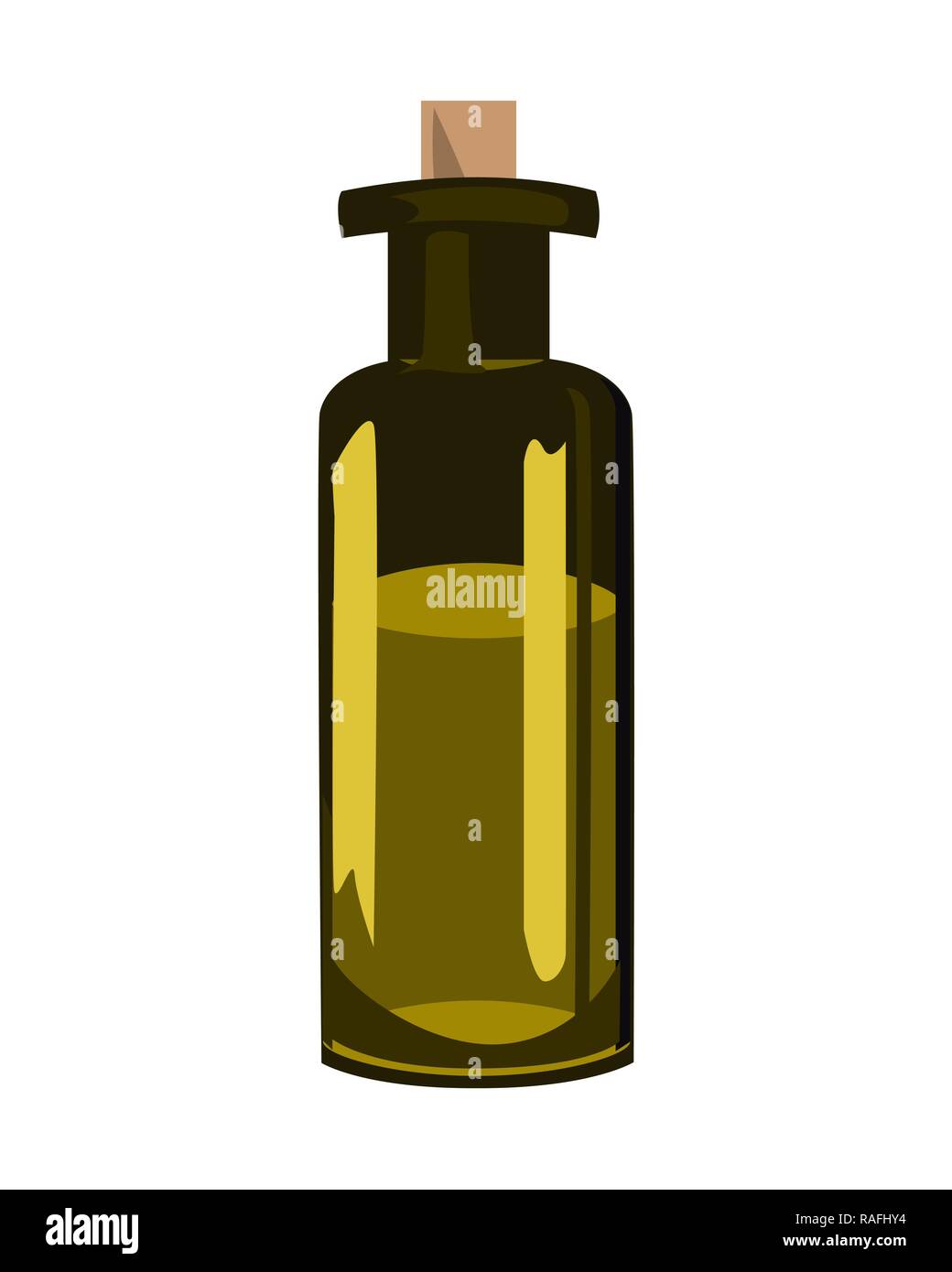 Grüne Olivenöl Flasche mit weißem Hintergrund. Stock Vektor