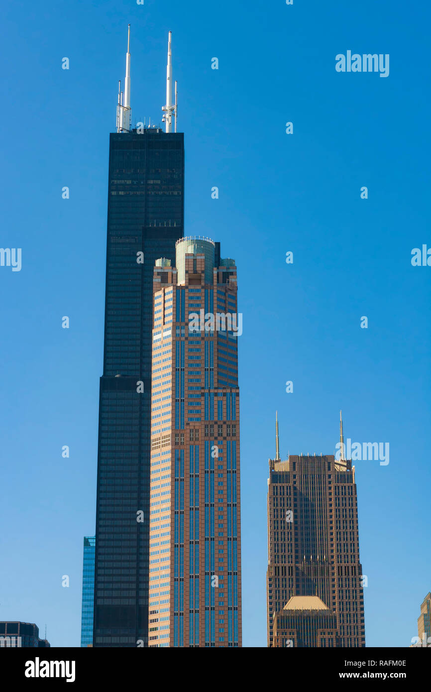 Chicago, Illinois, allgemein bekannt als die Windy-City, ist die dritte bevölkerungsreichste Stadt in den Vereinigten Staaten. Stockfoto