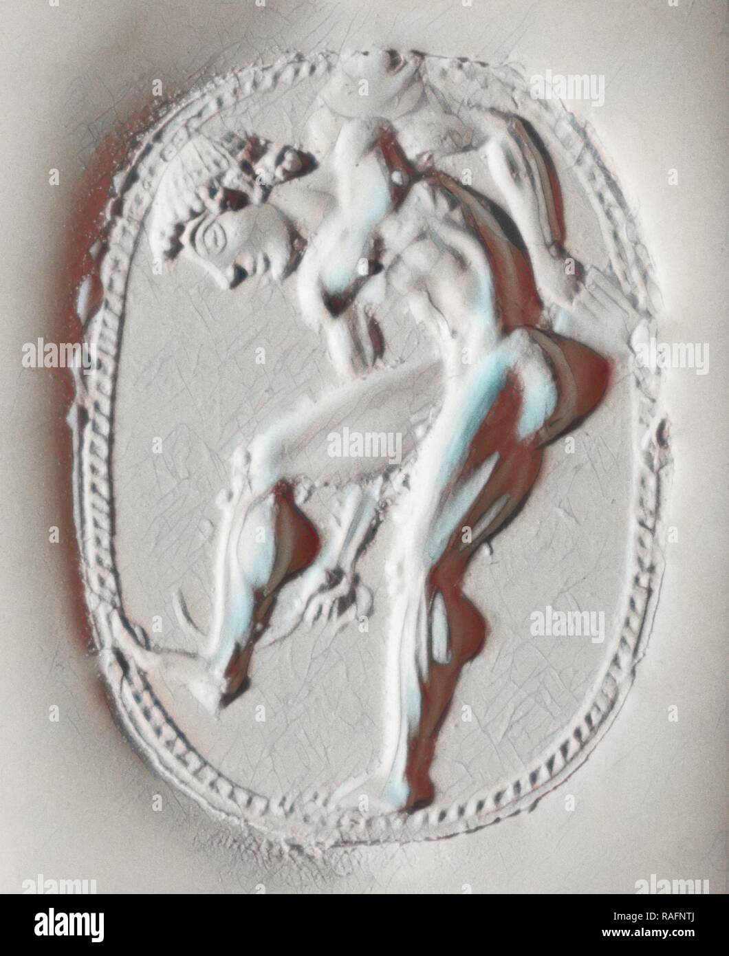 Juwel mit ein Athlet Reinigung selbst mit einem Strigil, zurückzuführen auf Epimenes (Griechisch , ca. 500 v. Chr.), Kykladen neuerfundene Stockfoto