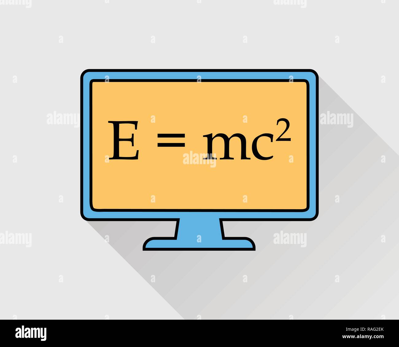Bunte Physik Symbol. E=mc quadratische Gleichung auf Bildschirm Stock Vektor