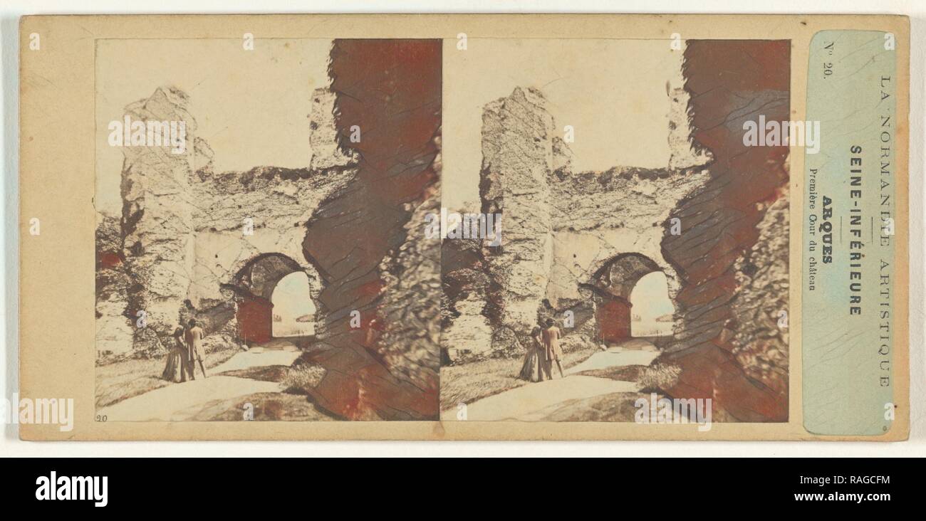 La Normandie Artistique. Seine-Inferieure. Arques. Premiere Cour du Chateau, Französisch, ungefähr 1860, Eiweiß Silber drucken Neuerfundene Stockfoto