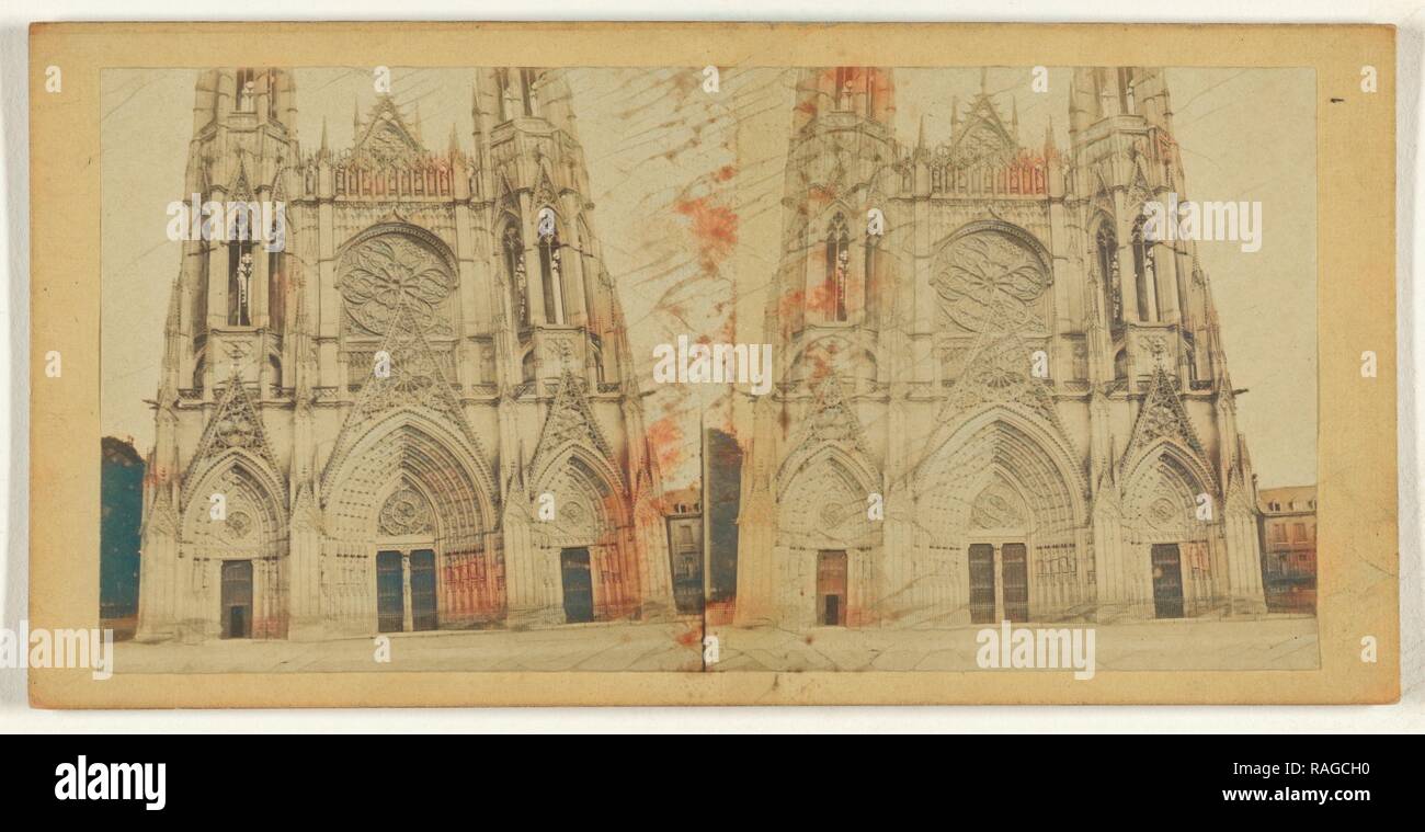 Portail de l'Eglise, St. Ouen, Rouen, Frankreich, um 1860, Eiweiß Silber drucken. Neuerfundene durch Gibon. Klassische Kunst mit Neuerfundene Stockfoto