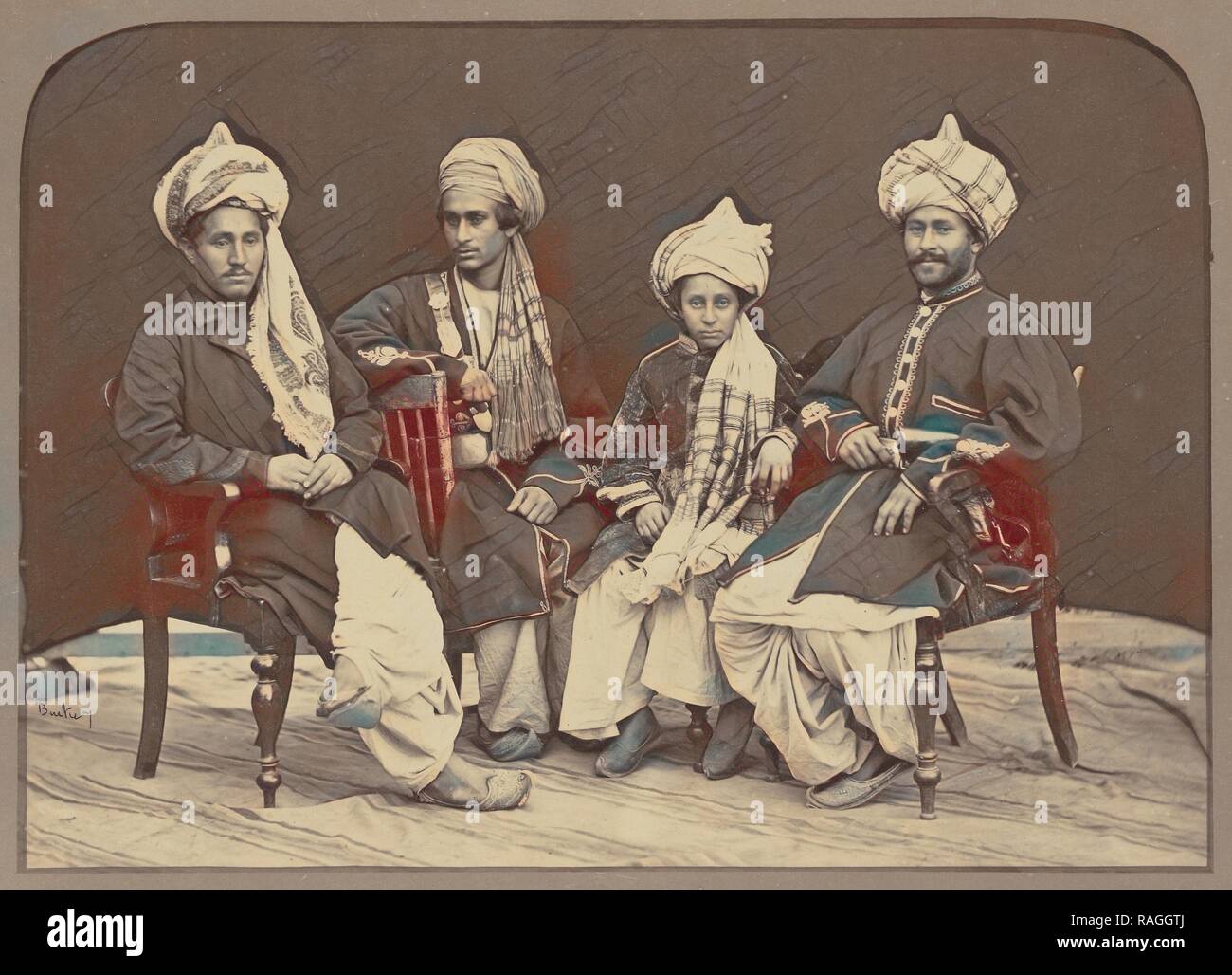 Portrait von Männern und Jungen, John Burke (Briten, aktive 1860s - 1870s), Afghanistan, 1878-1879, Eiweiß Silber drucken Neuerfundene Stockfoto
