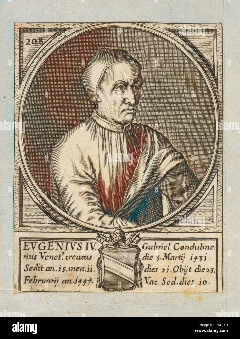 Porträt von Papst Eugen IV., Cronologia Summorum pontificum Romanorum, Gravieren, Ca. 1805. Neuerfundene Stockfoto