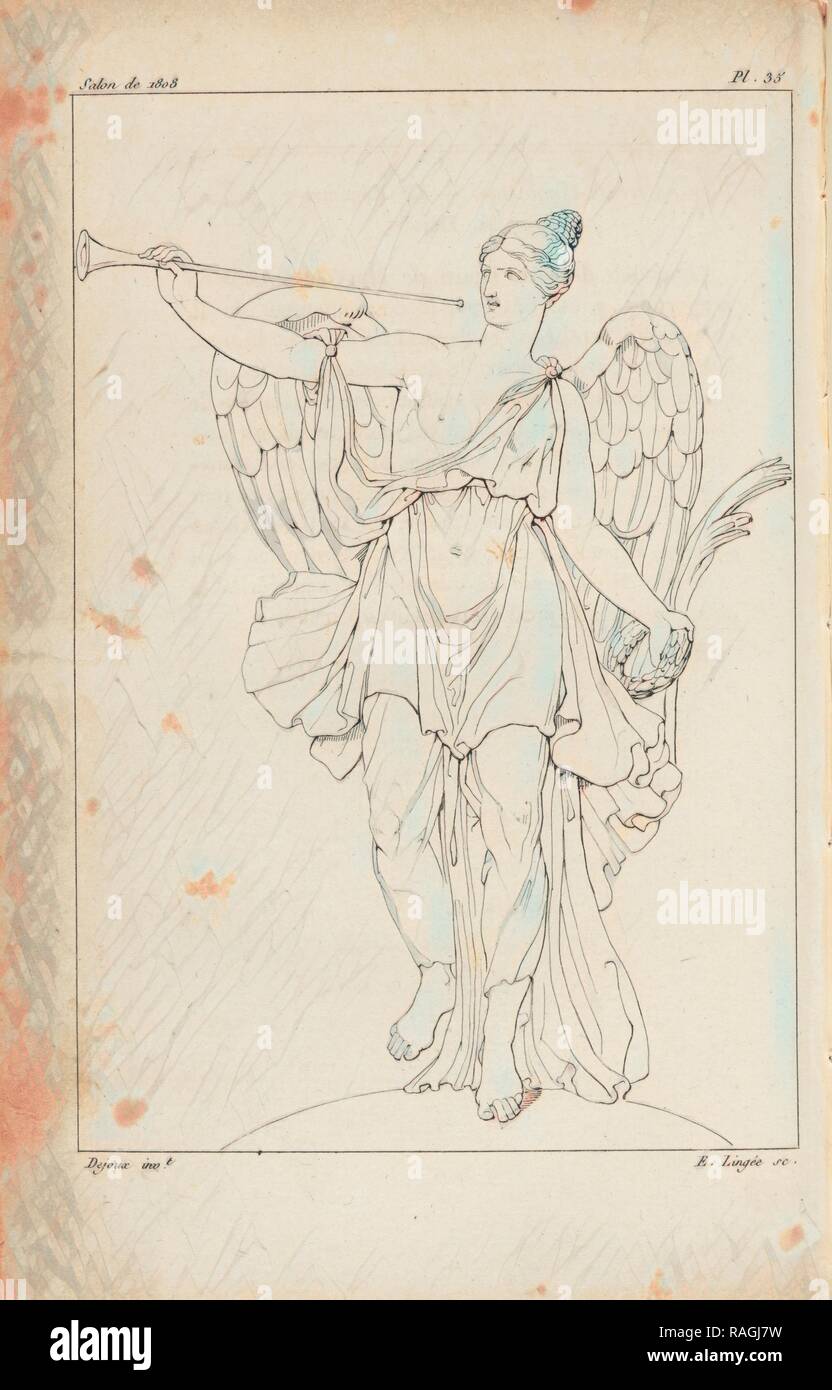 La Renommée, Statue par M. Dejoux, Annales du Musée et de l'école moderne des beaux-arts: Recueil de Neuerfundene gravures au Stockfoto