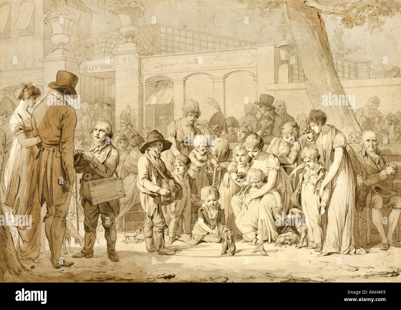 Louis Leopold Boilly, kompositorische Zeichnung für Eingang zum Jardin Turc, ca. 1810-1812, braune Tusche und graphit zeichnung, die J. Paul Getty Museum, Los Angeles, USA. Stockfoto