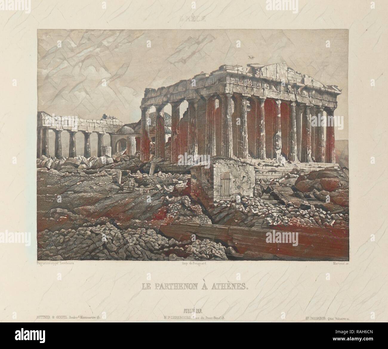 Griechenland. Le Parthenon à Athèns, Paymal Lerebours Nöel-Marie - (Französisch, 1807-1873), Paris, Frankreich, 1842, Aquatinta, 15.1 Neuerfundene Stockfoto