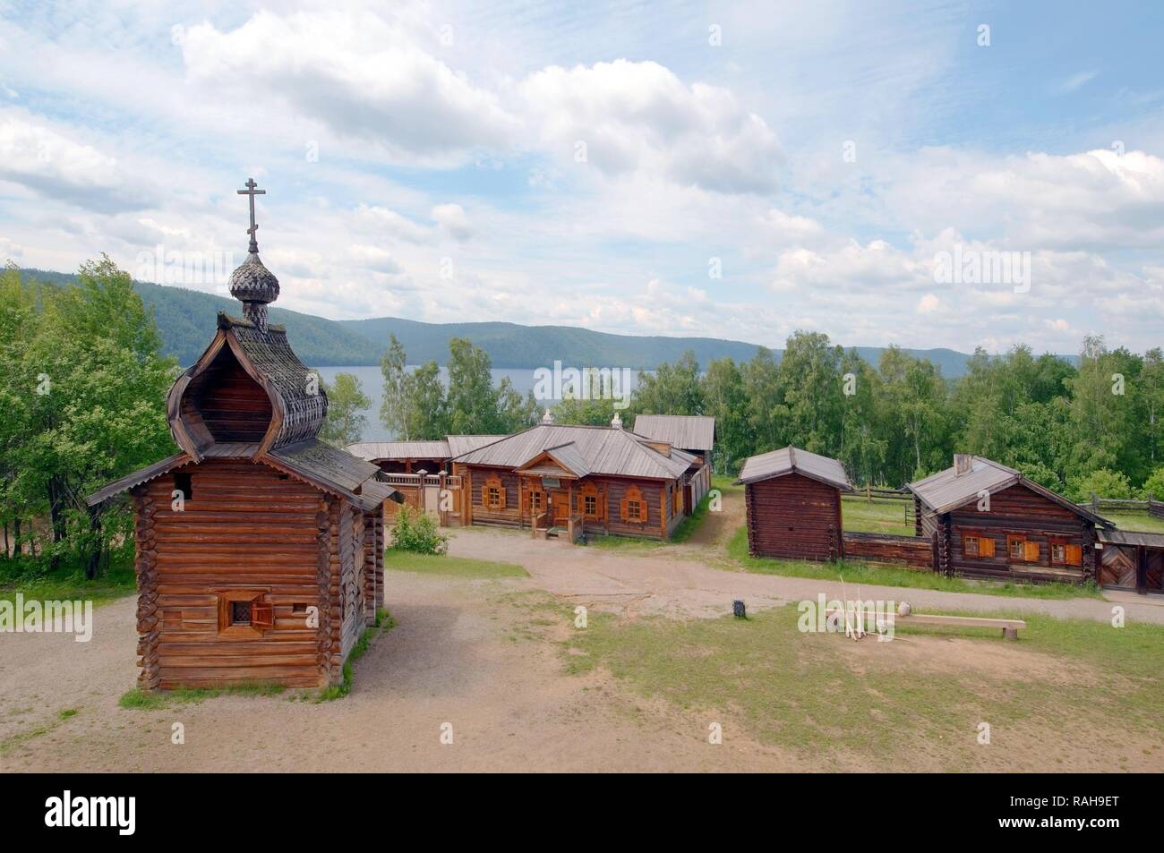 Die Kasaner Kirche des Ylym Gefängnis, 1679, Irkutsk Architektonische und das Ethnographische Museum "Taltsy", Abwicklung von Talzy, Irkutsk Region Stockfoto