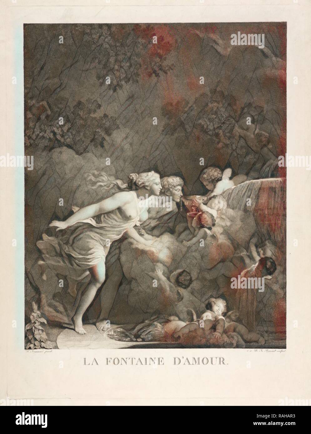 Die Quelle der Liebe, Jean-Honoré Fragonard,, 1732-1806, Regnault, Nicolas-Fran çois, 1746 - Ca. 1810, Walze Gravur neuerfundene Stockfoto