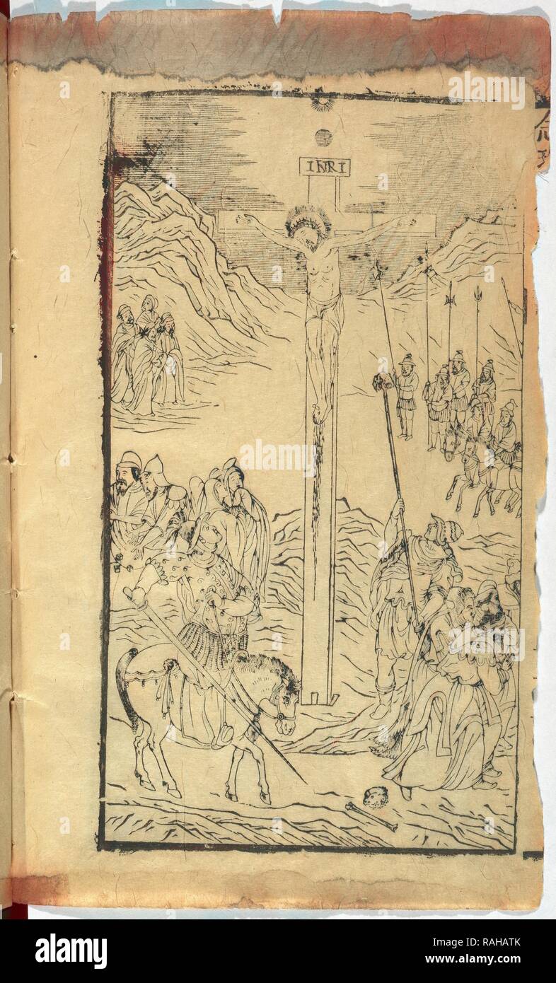 Kreuzigung, Song nian Zhu gui Cheng, Ferreira, Gaspar, 1571-1649, Holzschnitt, zwischen 1619 und 1623, Folio aus einem Block neuerfundene Stockfoto
