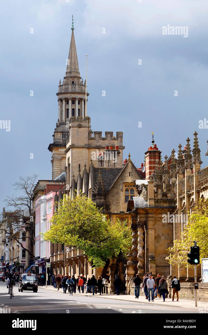 Lincoln College Library, Kirchturm, High Street, Innenstadt, Oxford, Oxfordshire, Großbritannien, Europa Stockfoto