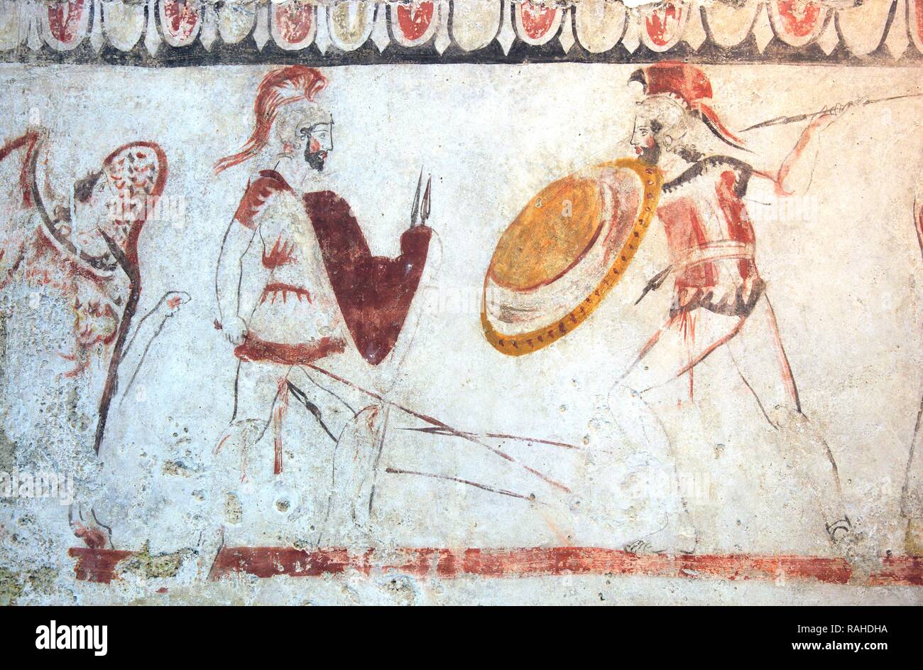 Grab Malerei aus einem chambered Grab, etwa 480 v. Chr., Lucani Zeitraum, Museum von Paestum, Kampanien, Italien, Europa Stockfoto