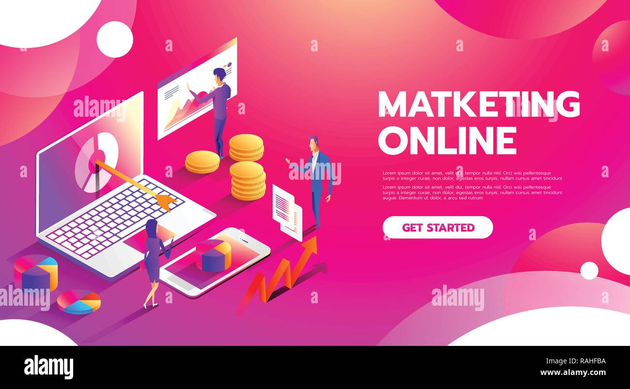 Management Digital Marketing srartup Planung analytics Creative Team design Pay per Click seo Social Media Analyse Aktionen und Entwicklung starten. Banner für Webseiten flar Design Style. Stock Vektor