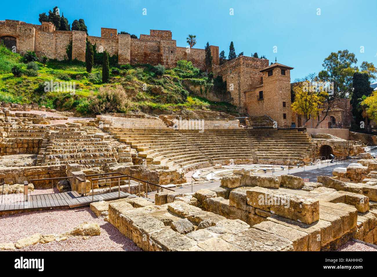 Ansicht des Castillo de Gibralfaro in Malaga, Spanien Stockfoto