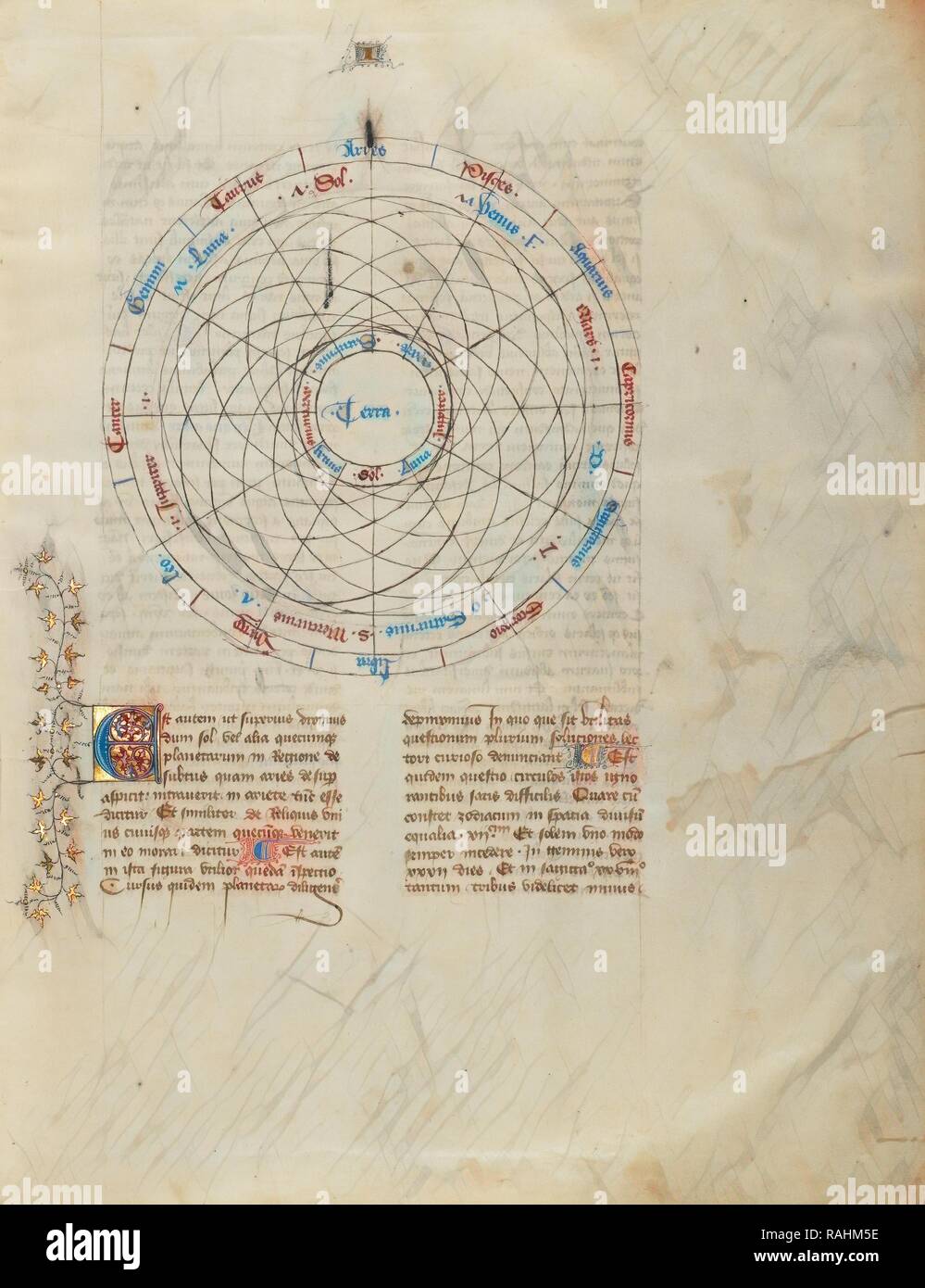 Horoskop, Virgil Master (Französisch, aktiv um 1380 - 1420), Paris, Frankreich, um 1405, Tempera Farben, gold Neuerfundene Stockfoto