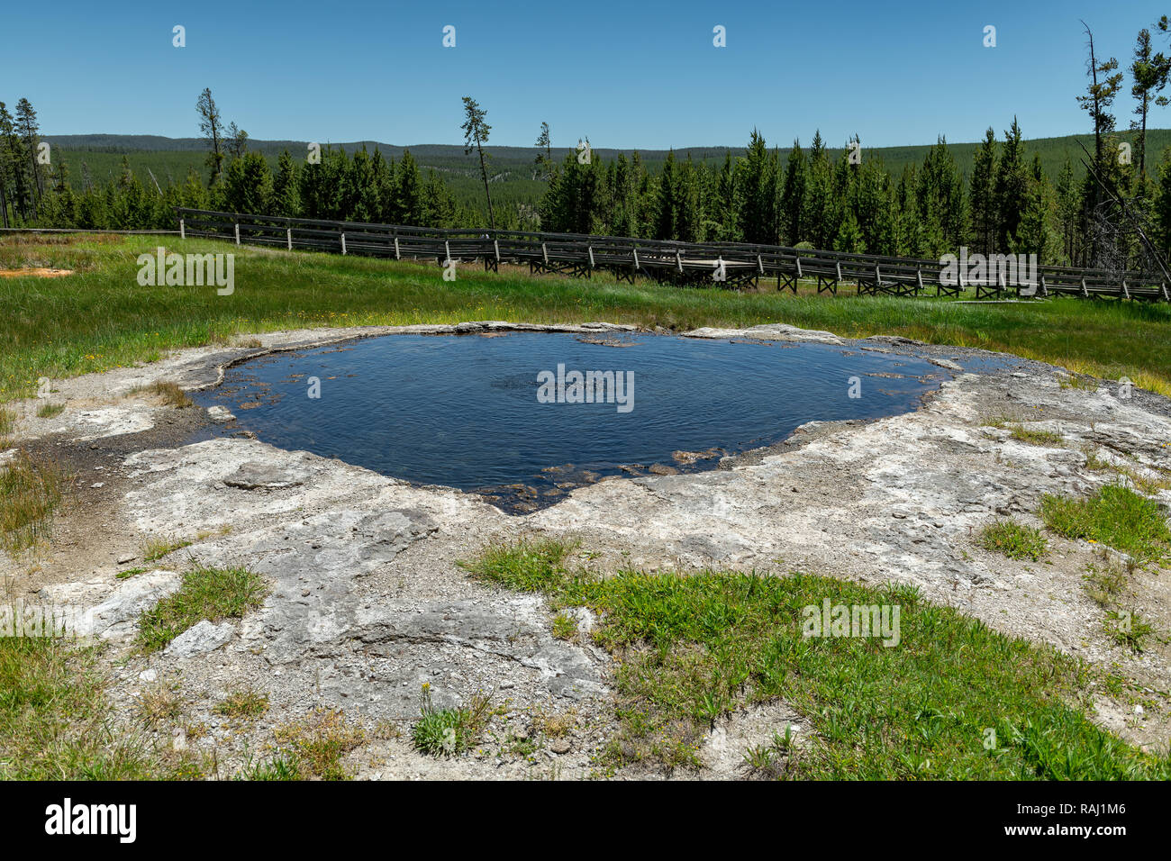 Bunte Hot Springs in Grand Prismatic Yellowstone National Park, Wyoming, USA Stockfoto