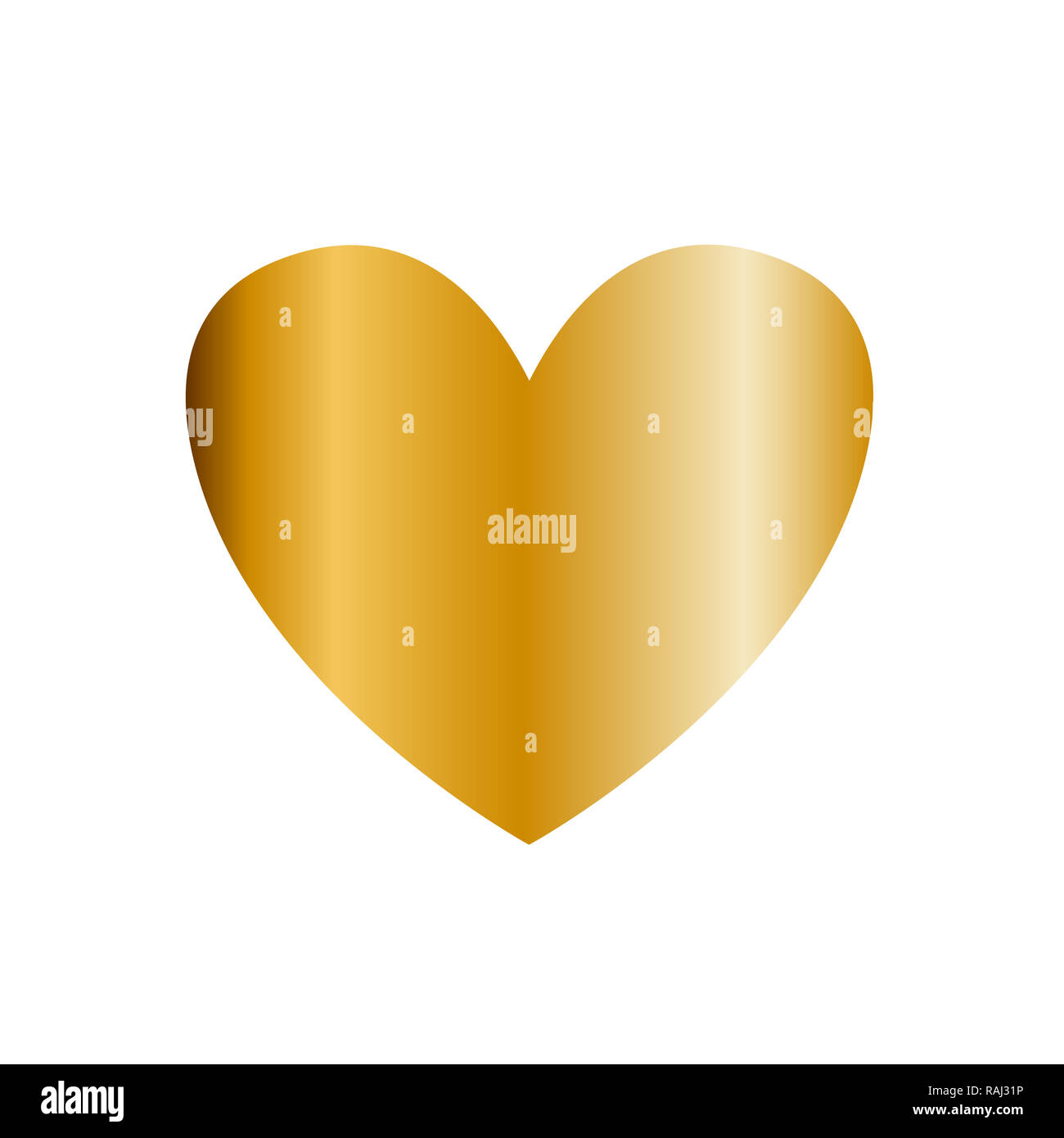 Goldene Herz Symbol Clipart auf weißem Hintergrund. Gold Herz Zeichen