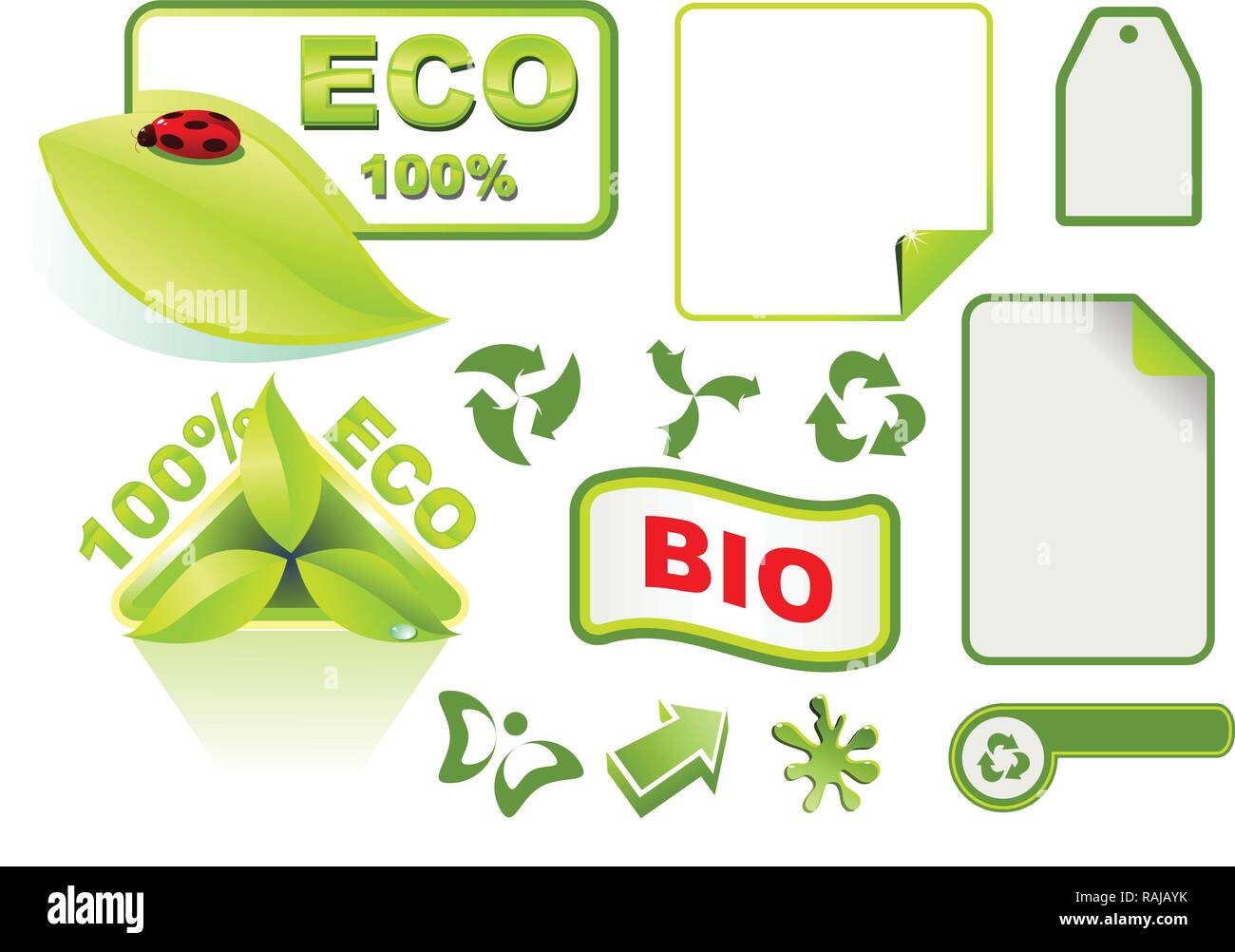 Sammlung Eco Design Elemente, isoliert auf weißem Hintergrund, Vector Illustration Stock Vektor