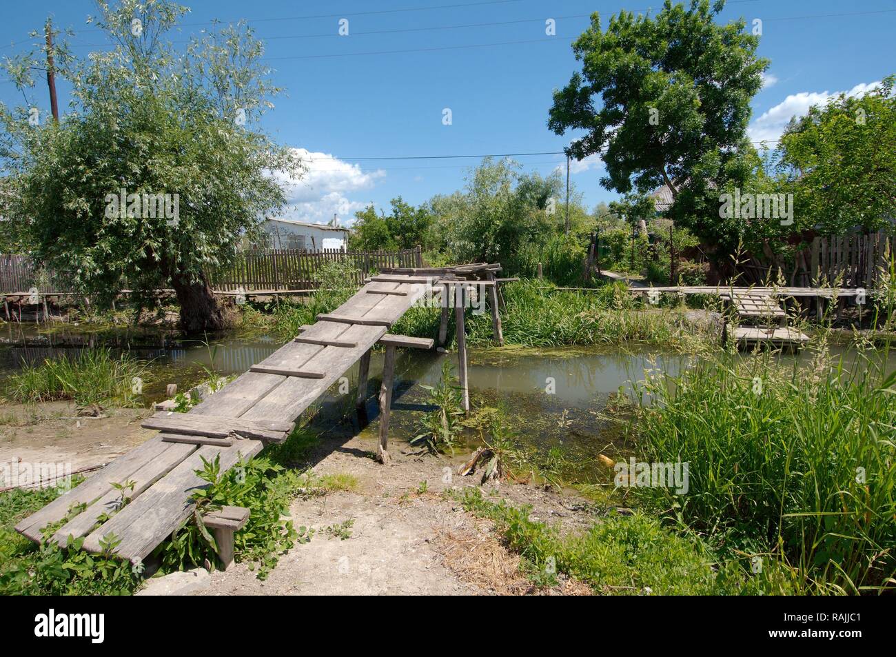 Kanal in Vylkove oder Vilkovo, auch als "Venedig der Ukraine", Ukraine, Osteuropa bekannt