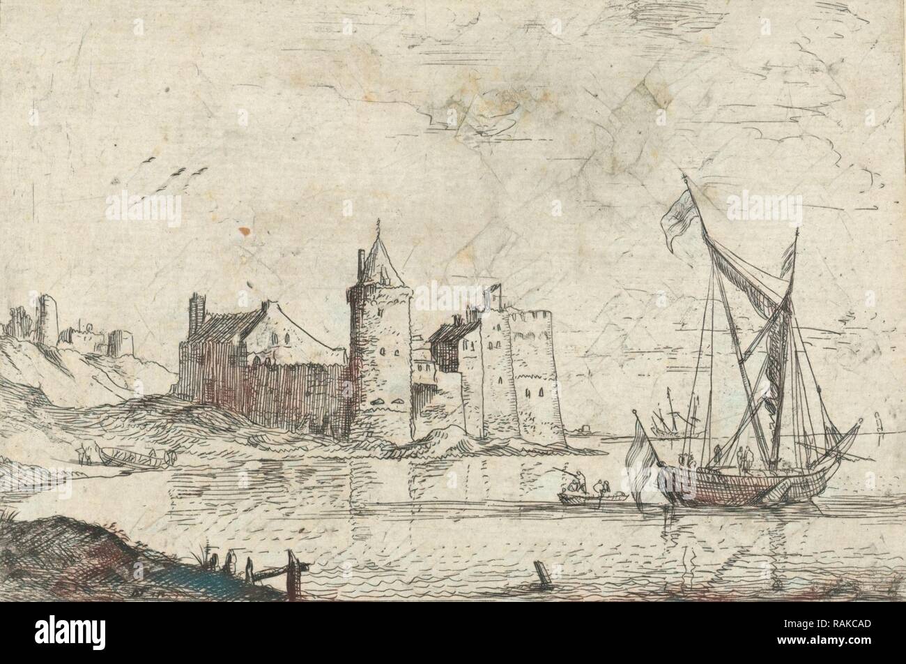 Schloss an der Küste, Bonaventura Peeters (I), 1624 - 1652. Neuerfundene durch Gibon. Klassische Kunst mit einem modernen Touch neuerfundene Stockfoto