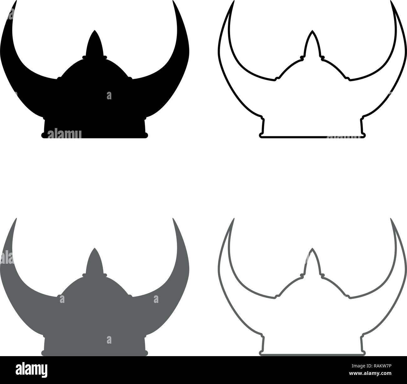 Wikinger Helm Symbol grau schwarz Vektor skizziere ich Flat Style einfach Bild einstellen Stock Vektor