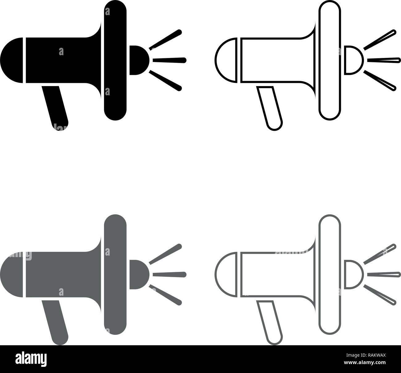Lautsprecher Megafon-symbol set Grau Schwarz Vektor skizziere ich Flat Style simple Image Stock Vektor